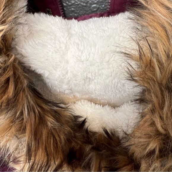 Denim & Co Anorak Jacket Sherpa Lined Hood Women in Deep Burgundy | size XS - Picture 7 of 11